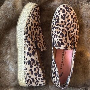 Dr. Scholl's Leopard Print Espadrille Slip-Ons - Tan and Black